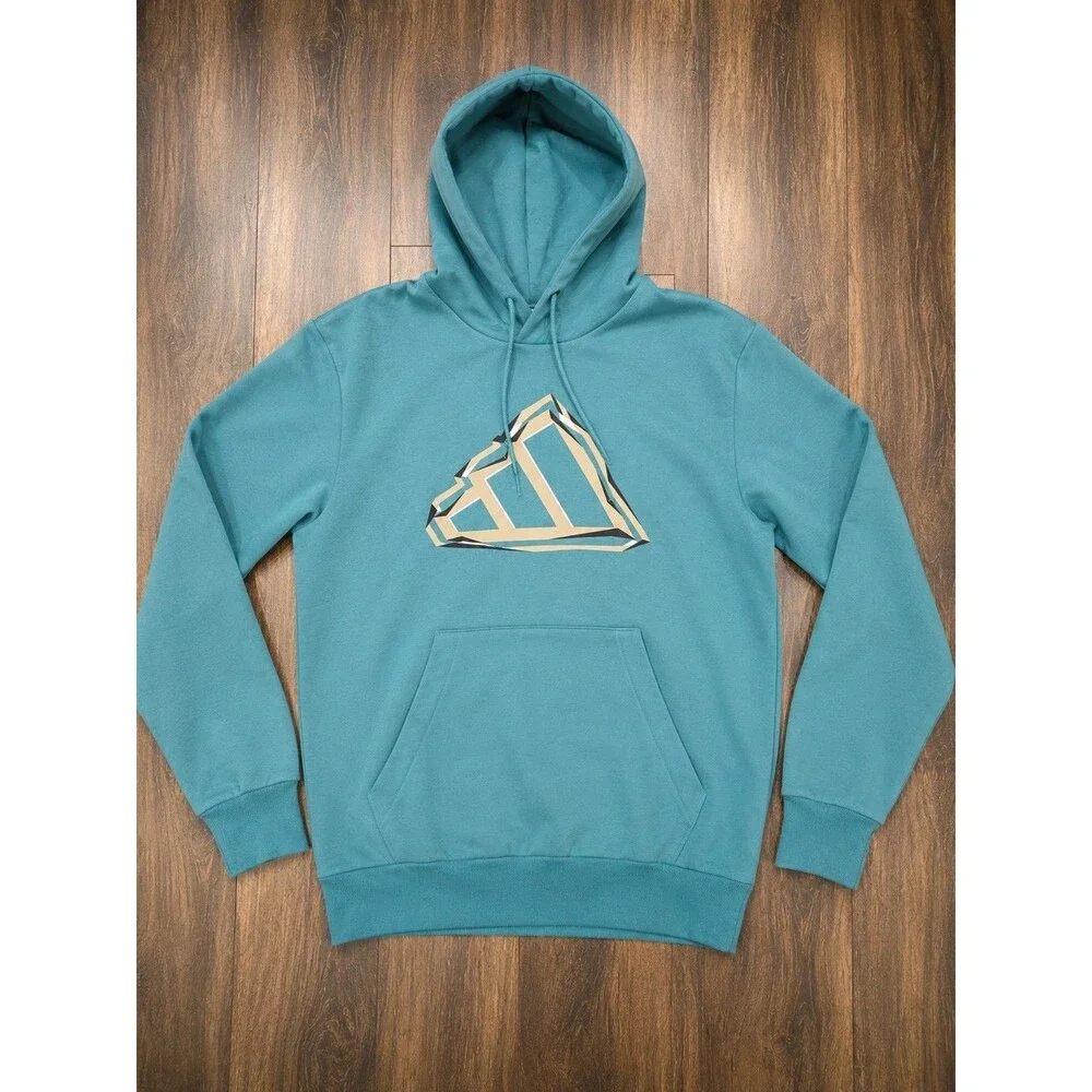Adidas Mens Large Hoodie Blue Graphic Logo Pullover Sweatshirt NWT New